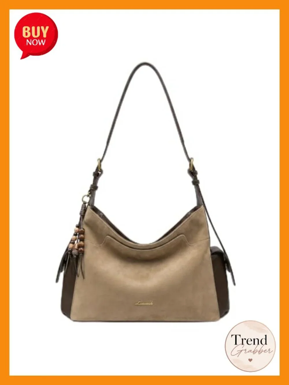 Women's Hobo Purse Faux Leather Crossbody Shoulder Bag with Tassel Charms
